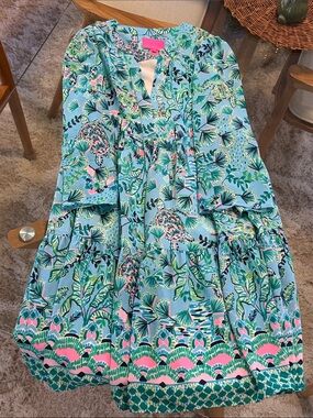 Lilly Pulitzer Bermuda Blue Turtle Print - Tunic Shirtdress